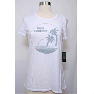 ORIGINAL Juicy Couture White Sparkle Smashball
Tee Top Tshirt Small Medium NWT